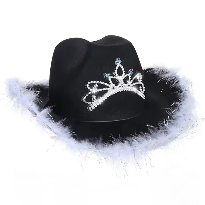 Chapeau de cowgirl rose 2026 style western pour femme et fille, avec diadème, idéal pour les fêtes c