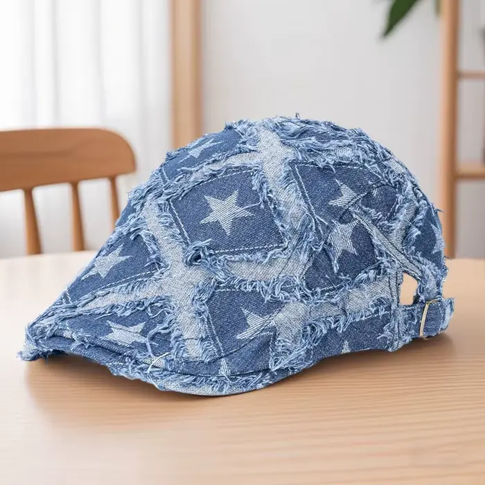 Chapeaux de journal en jean délavé pour femmes et hommes