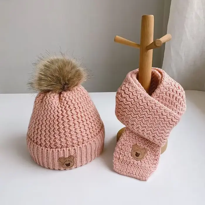 Ensemble bonnet et écharpe ours mignon pour bébé