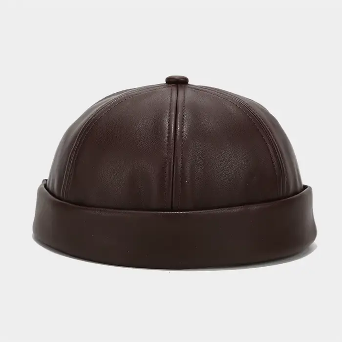 Chapeau rétro sans bords de couleur unie, mode printemps-été décontractée en cuir PU, casquettes de 