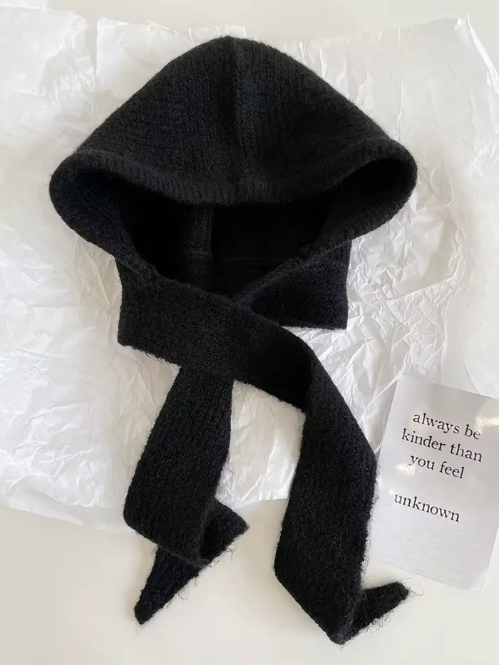 Bonnets tricotés pour hommes et femmes, chapeau chaud d'hiver unisexe à capuche, col de cou, écharpe