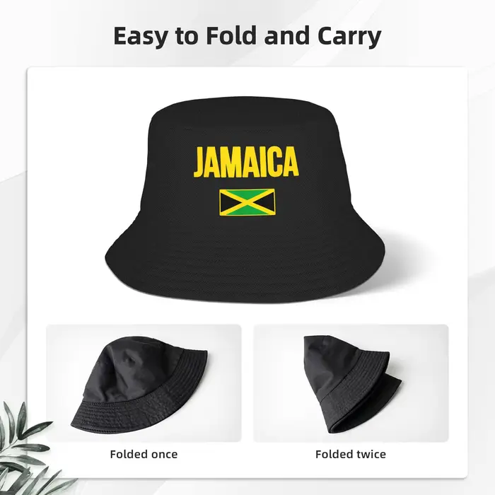 Chapeau de seau drapeau jamaïcain polyestère protection solaire pour femmes et hommes ocassions estivales voyages vacances et pique-niques
