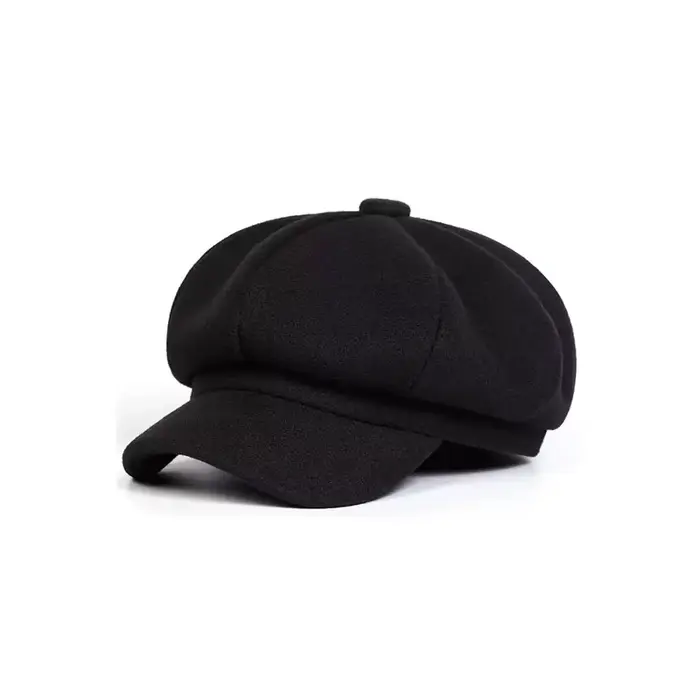 Béret chapeau octogonal en laine polyvalente, nouveau chapeau de couleur unie vintage à la mode