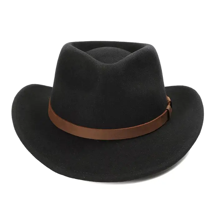 Chapeau de Cowboy 100% laine pour hommes, doux et écrasable, Fedora, hiver, extérieur, grande tête, 