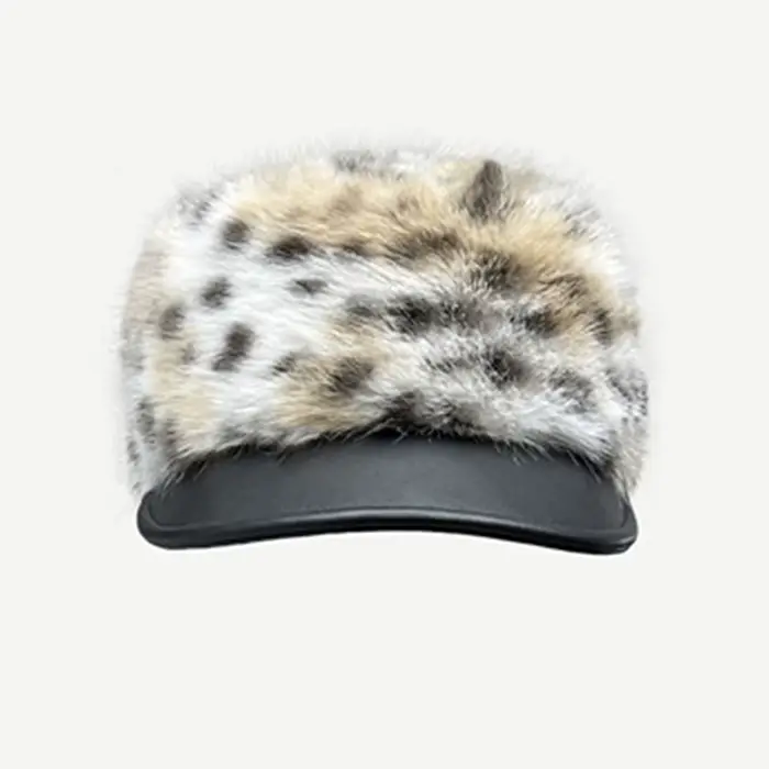 Chapeau en fausse fourrure pour femme, imprimé léopard, chapeaux d'hiver, chapeau Newsboy, blanc, no