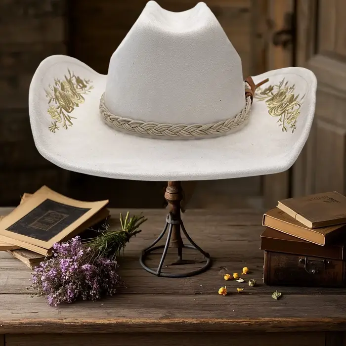 Chapeau de cow-girl Lamuusaa brodé floral polyvalent pour femmes et hommes quatre saisons occassions décontractées occasions spéciales