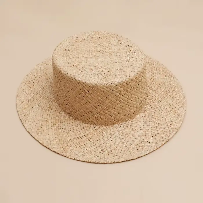 Chapeaux unisexes DIY en raphia pur beige à large bord pour femmes et hommes, pour mariage et église