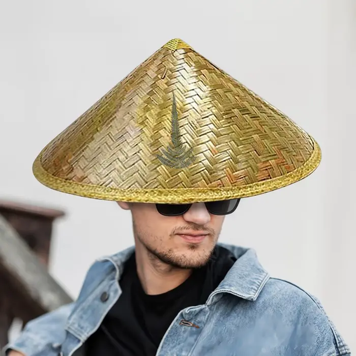 Chapeau de pêcheur rétro en paille tressée à la main, jaune rustique, accessoire de danse sous la pluie, chapeau de soleil pour pêche et randonnée