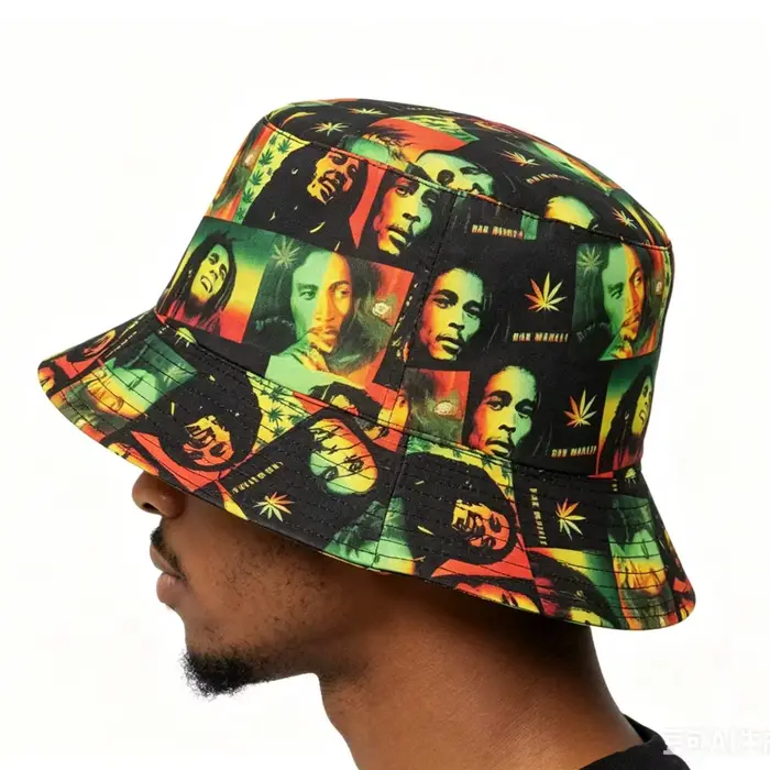 Chapeau Bob Marley Rasta réversible protection solaire UPF 50+ pour hommes et femmes style sport vintage retro plage festival occassions spéciales