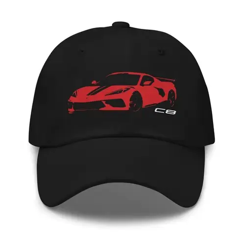Casquette rouge C8 Torch – Casquette de baseball classique pour les fans de voitures de sport