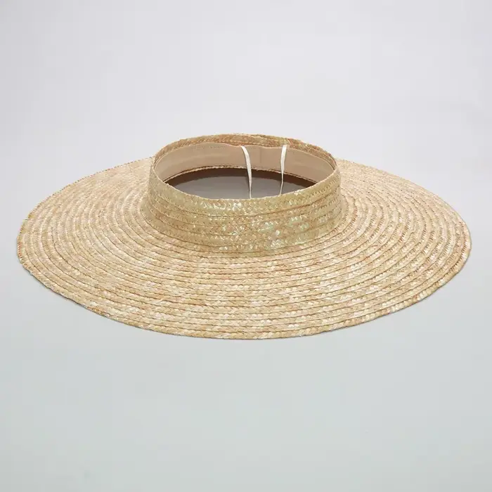 Chapeaux de soleil ronds vides d'été pour femmes, chapeau de paille de plage élégant à large bord, c