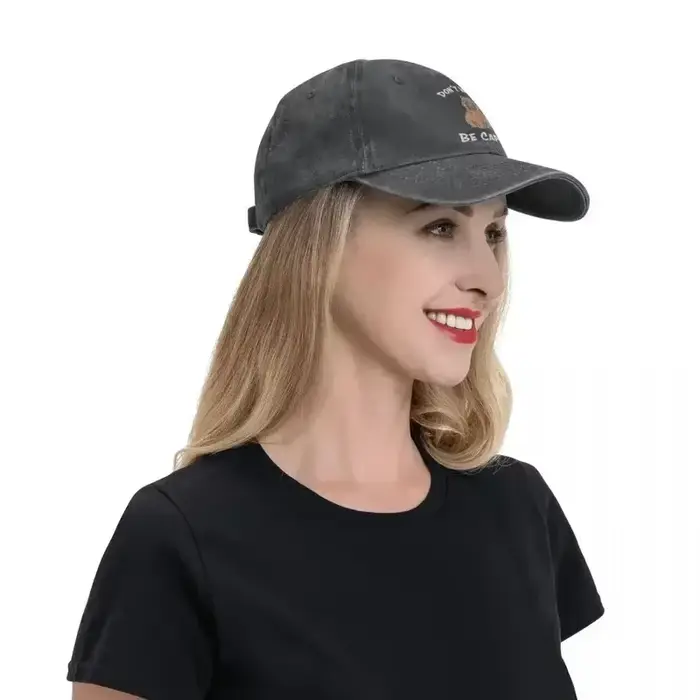 Casquette de baseball vintage en denim Capybara « Don't Worry