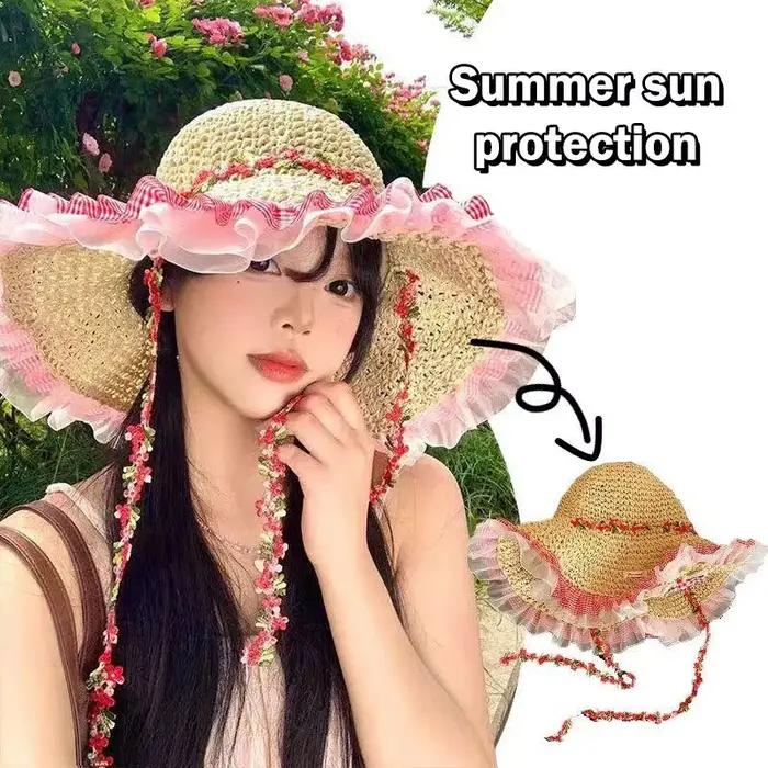 Chapeau de paille à large bord pour femme