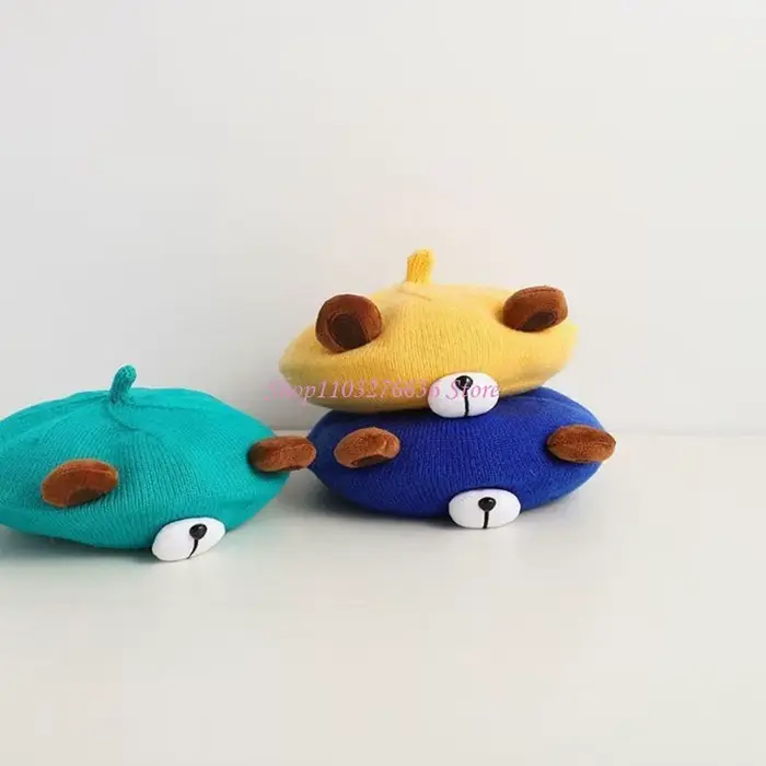 R6FD – bonnet tricoté ours dessin animé mignon pour garçons filles