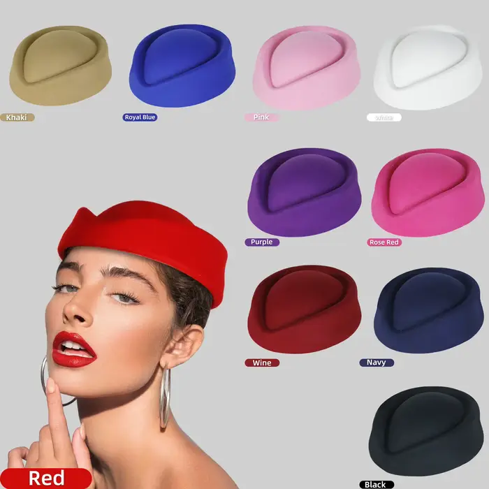 Chapeau Turban Vintage en Feutre pour Femme