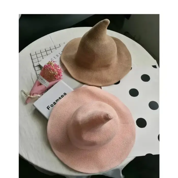 Chapeau de sorcière en laine tricoté pour fêtes halloween adultes occasions spéciales grande événement noël occasions costumées