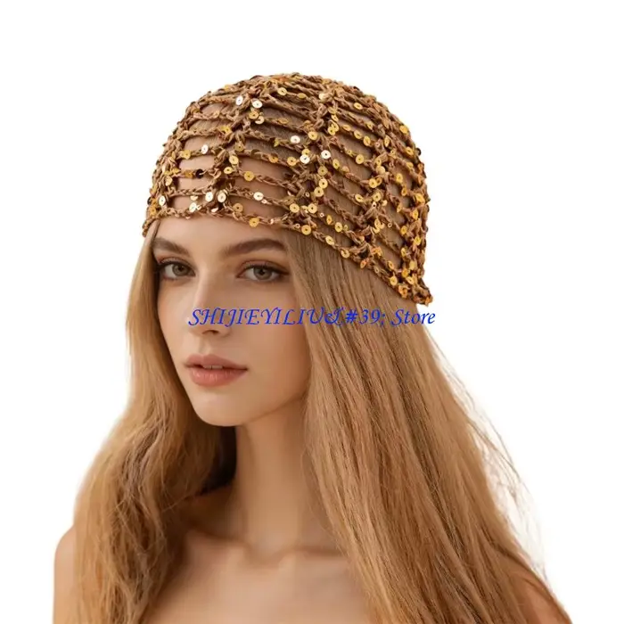 E21F – chapeau tricoté en maille coton polyvalent, tête mort, travail manuel, Crochet