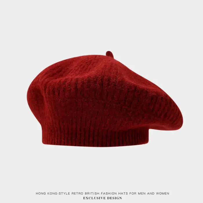 Bérets en tricot 100% laine pour femme, automne-hiver, avec lacets, style designer, fascinator, casq
