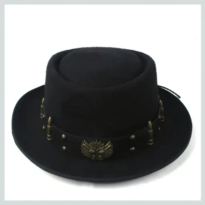 Chapeau Pork Pie pour Hommes et Femmes avec Ceinture Punk