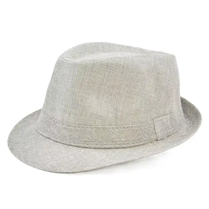 Chapeau Fedora en Lin à Manches Courtes pour Homme et Femme, Casquette Jazz Noire, Style Britannique