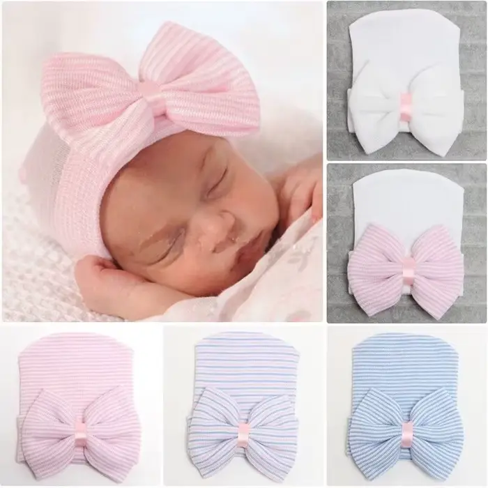 Bonnet chaud à rayures pour nouveau-né et enfant en bas âge