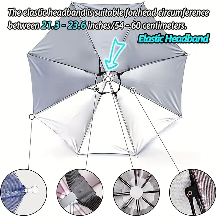 Chapeau parapluie mains libres protection uv bandana confortable camping pêche jardinage randonnée activités plein air