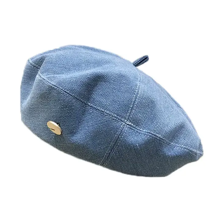 Chapeau de béret en denim pour femmes, chapeaux de peintre, bonnet de printemps, casquette octogonal