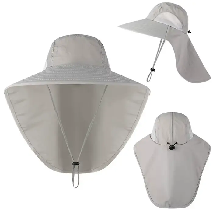 Chapeau de protection UV avec large bord et rabat pour le cou pour hommes et femmes, réglable, été, 
