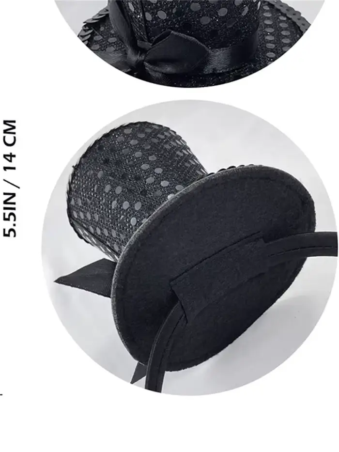 Mini chapeau haut-de-forme à paillettes pour femmes