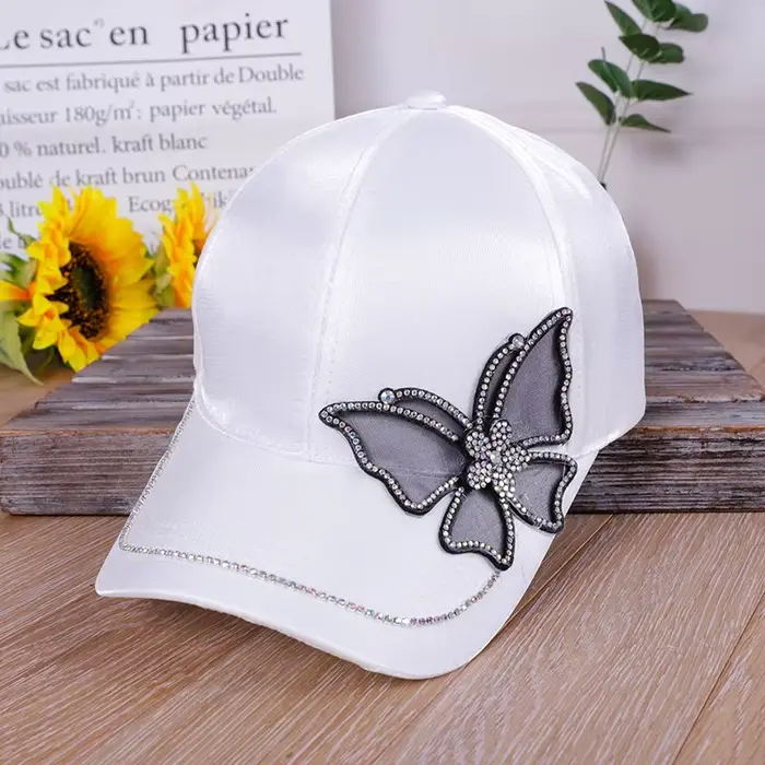 Casquettes brodées de fleurs et de papillons pour femmes, chapeaux de soleil pour femmes et filles, 