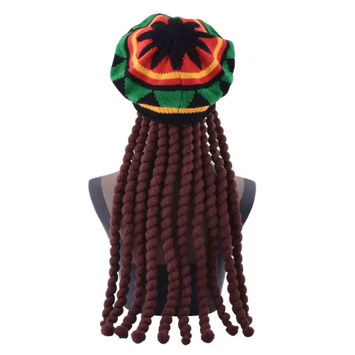 Faux tresses Dreadlocks bonnet chapeau jamaïcain Rasta Reggae casquette Crochet tricoté crâne casque