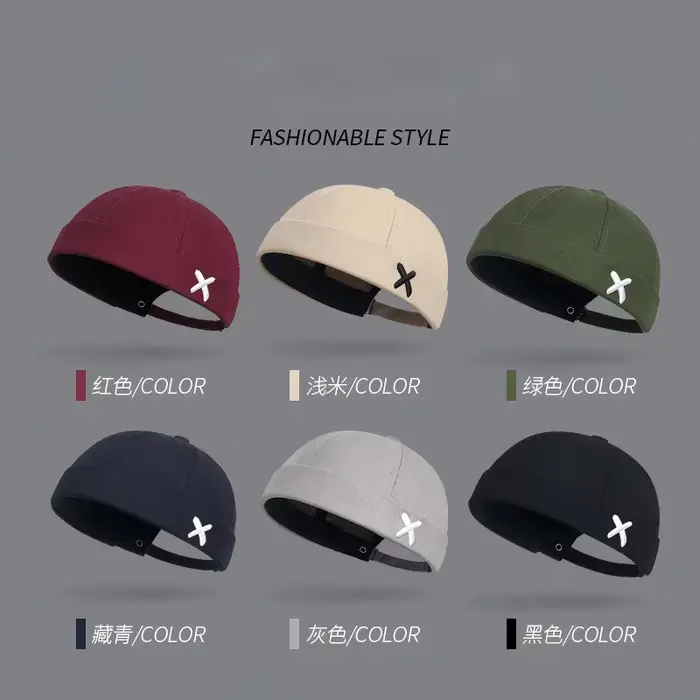 Nouveau chapeau dôme brodé ajustable style coréen sans bord pour le printemps et l'été