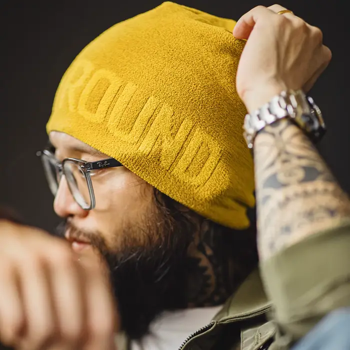 Maden – bonnet en tricot Jacquard jaune