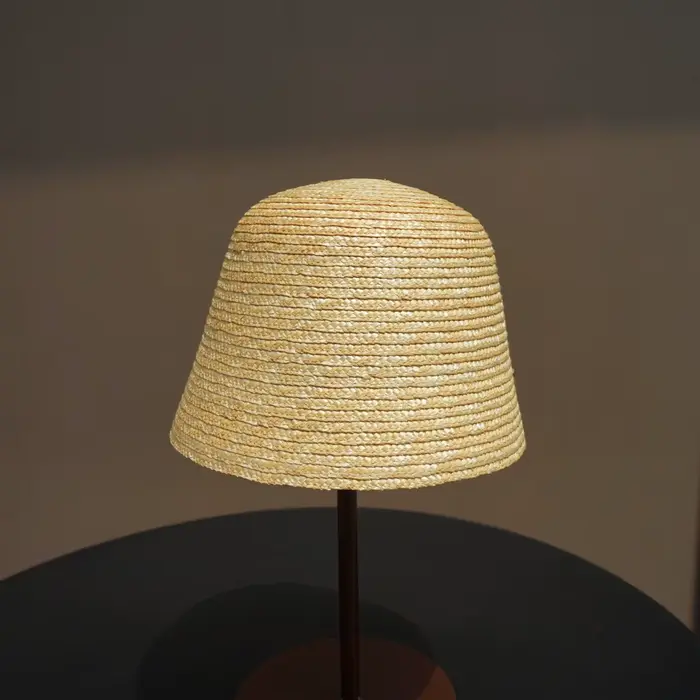 Chapeau seau en paille fait à la main pour femmes, chapeau d'été en forme de lampe, chapeau de solei