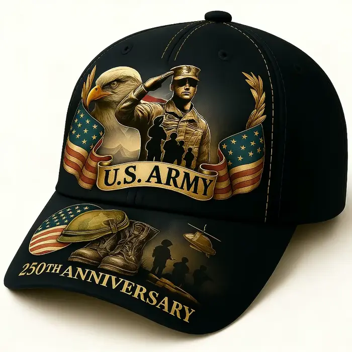 Casquette du 250e anniversaire de l'armée américaine |   Soldat Saluant, Aigle et Souvenirs Militair