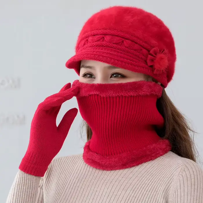 Femmes élégantes chapeau d'hiver garder au chaud casquette ajouter du chapeau doublé de fourrure et 