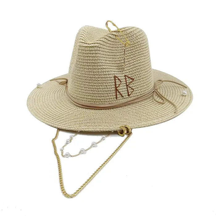 Haute couture SISAL matériel chapeau de paille RAFFIA chapeau de plage nouveau style lettre chapeau 