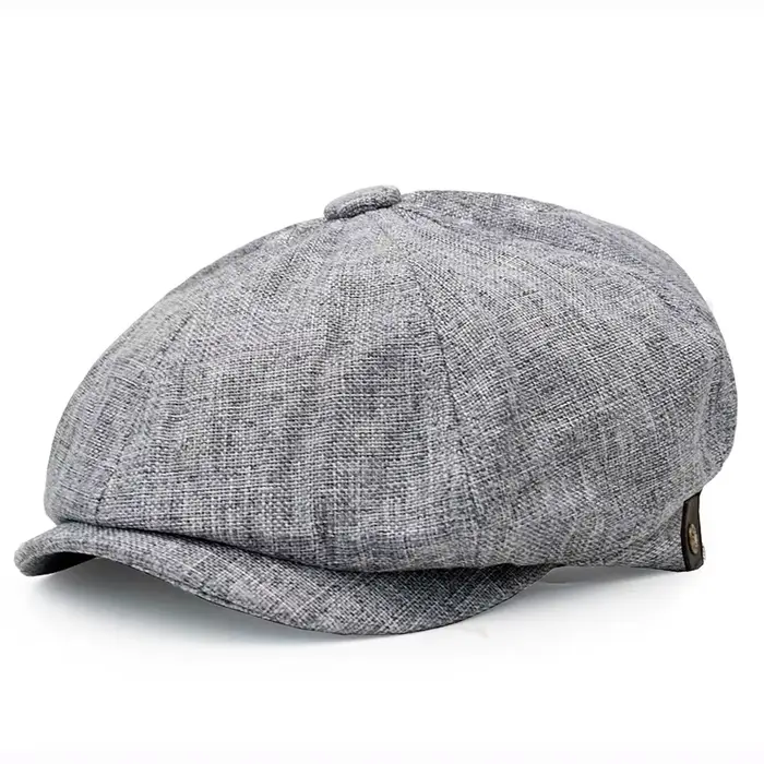 Casquette de journal en laine pour hommes et femmes, casquette plate à chevrons grises, chapeau de p