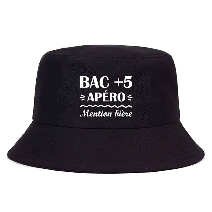 BAC + 5 APERO imprimé Bob réversible seau chapeau femme homme extérieur mention quotidienne Biere soleil pêcheur casquette unisexe adulte Panama casquettes