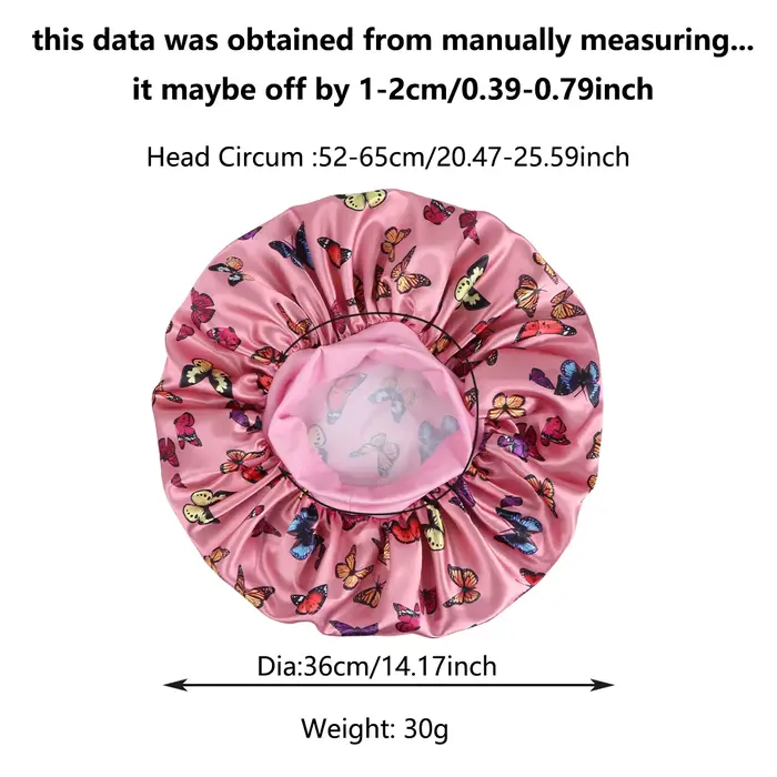Ensemble bonnet et bandeau de sommeil en Satin papillon rose