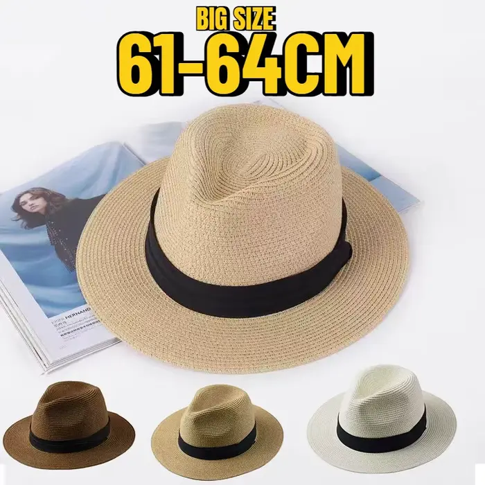 Chapeaux de soleil Panama grande taille XL61-64cm pour hommes et femmes