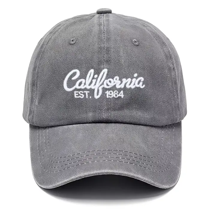 Casquette de baseball en coton brodée Californie unisexe vintage délavée