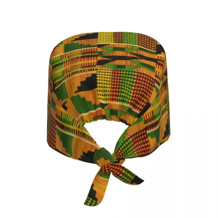 Chapeau de gommage en polyester avec design tissu Kente africain personnalisé pour personnel médical et amateurs de mode occassions décontractées