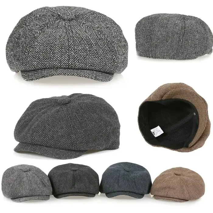 Casquette de journal en laine Vintage pour garçons et filles