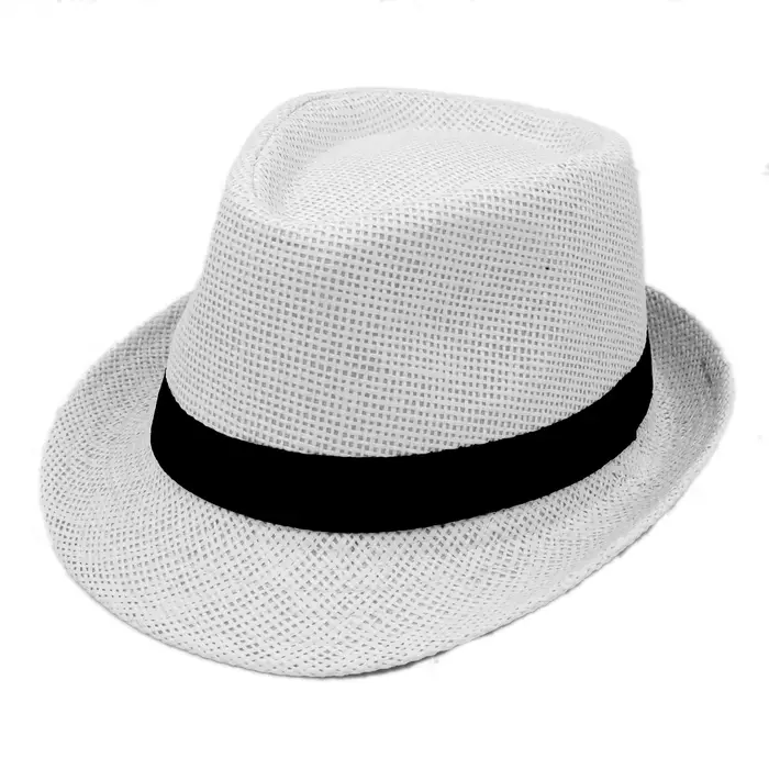 Chapeau Fedora d'été en paille pour hommes, Panama Trilby, casquette de soleil de plage à bord court