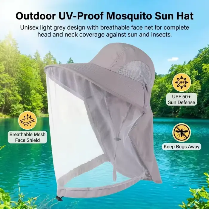 Chapeau de protection UV avec masque facial