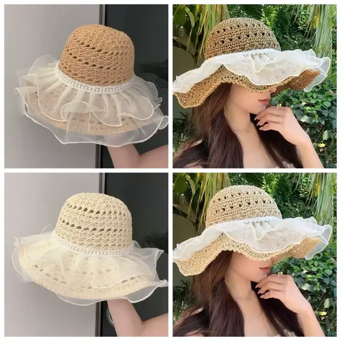 Chapeau de plage doux et portable en polyester