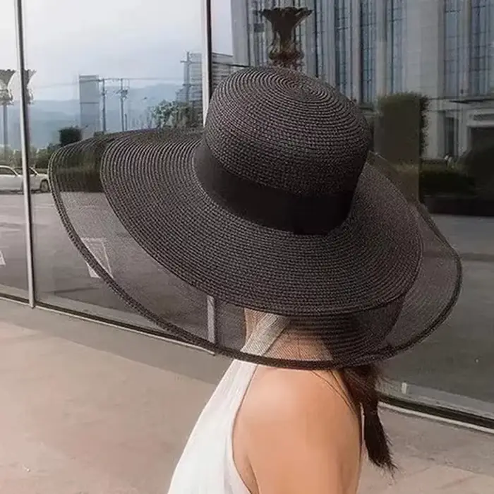 Fascinant voile filet chapeau de soleil UPF 50 + dames Kentucky Derby chapeaux à large bord