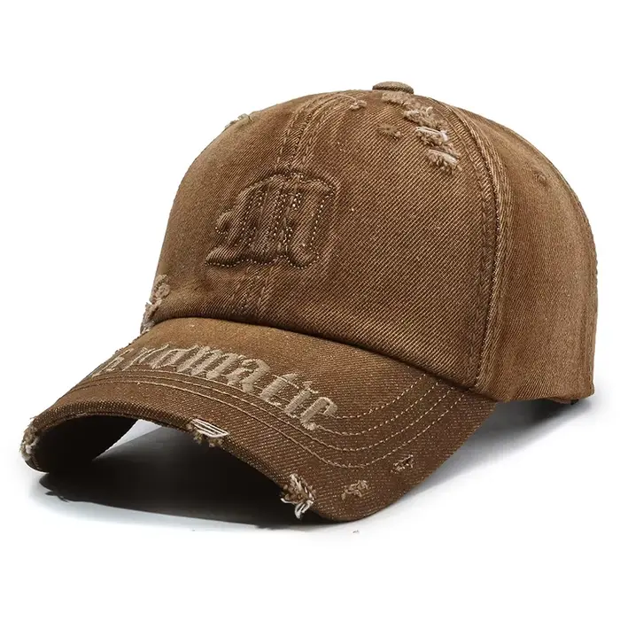 Nouvelle Casquette de Baseball Unisexe Élégante à Lettres Brodées, Style Jean Vieilli Déchiré, Visiè
