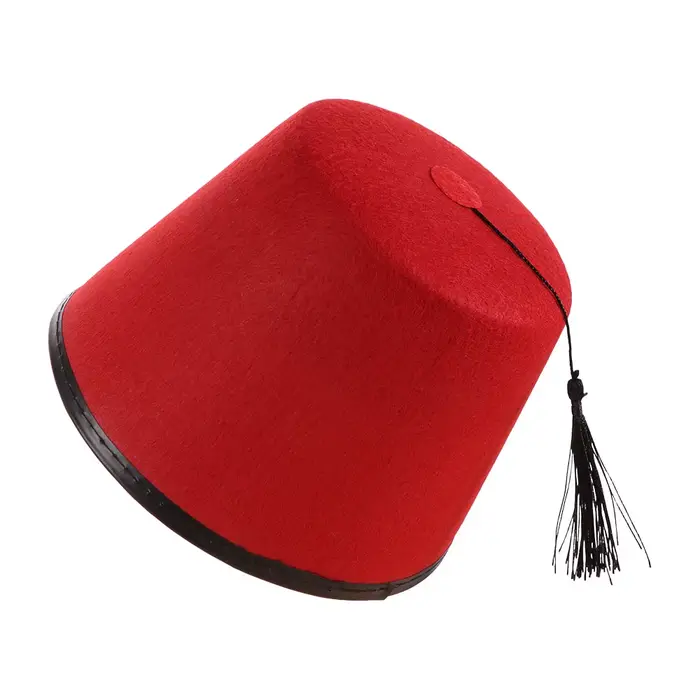 Chapeau Fez en feutre de laine saphir profond, chapeau turc avec pompons, accessoire avant-garde pour homme et femme, idéal pour les fêtes et sorties, offre festive
